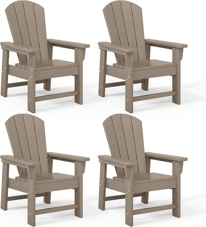 Costaelm Kids Adirondack Chair Set of 4, Plastic Outdoor Kids Chair Toddler Patio Furniture and Outdoor Children Picnic Activity Lawn Chair for Garden, Patio, Backyard & Beach, Weathered Wood