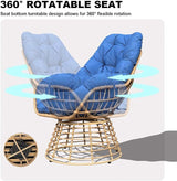 Swivel Chairs for Outside Patio Set of 3, 360 Degree Swivel Pe Wicker Luxury Lounger Chair with 20" Side Table - Photo 3