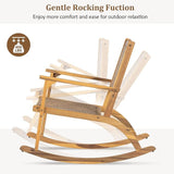 Merax 2-Piece Patio Rocking Chair Set, Acacia Wood Outdoor Rockers with PE Wicker Rattan Seat & Backrest - Photo 4