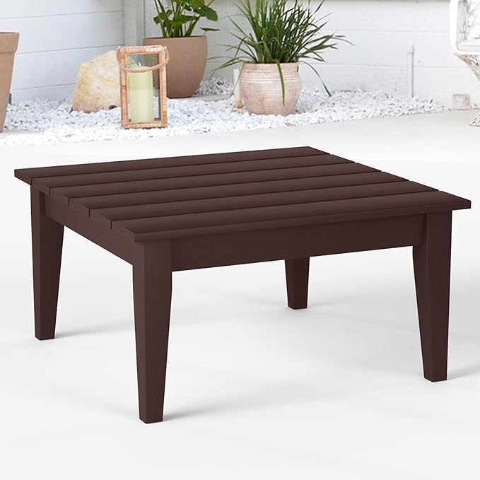 Costaelm Outdoor Side Tables for Patio, Small Patio Conversation Table Weather Resistant Coffee Table, Small Square Table Outdoor End Tables for Porch, Balcony, Poolside, Deck, Dark Brown