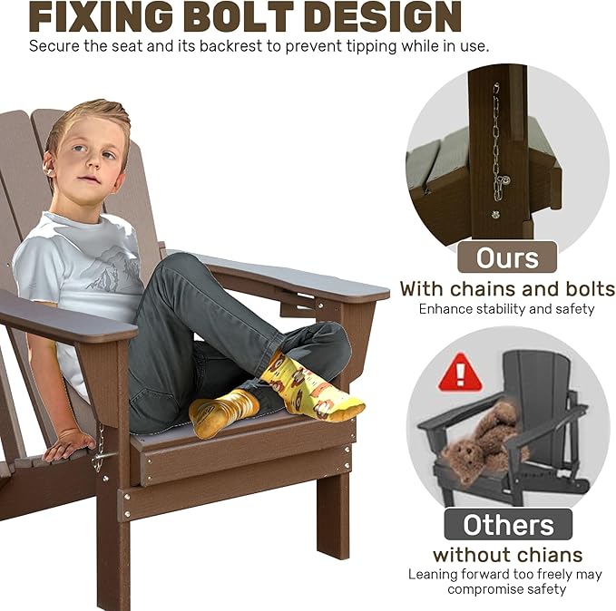 Domi Folding Adirondack Chair, HDPE Adirondack Chair with Cup Holder - Photo 6