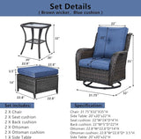 Belord 5 Piece Wicker Patio Furniture Set, Outdoor Swivel Rocker Chairs Set of 2 with Ottomans and Side Table - Photo 9