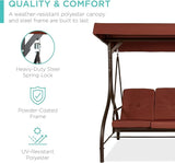 Best Choice Products 3-Seat Outdoor Large Converting Canopy Swing Glider, Patio Hammock Lounge Chair for Porch - Photo 3
