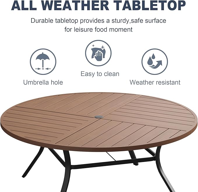 VICLLAX 60" Round Patio Dining Table for 8-10 - Photo 4
