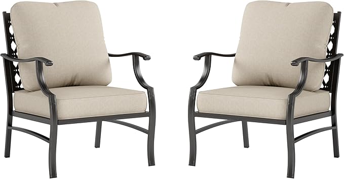 Metal Patio Chairs Set of 2 with 5.75" Extra Thick Cushion - Photo 7