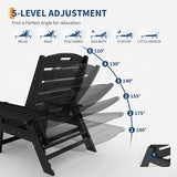 HDPE 5-Position Patio Lounge Chair for Outside, HDPE Chaise Lounge Outdoor with Cup Holder, Resin Pool Lounger Chair - Photo 4