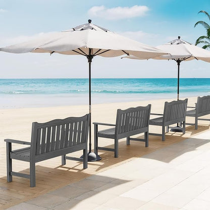 Stoog Outdoor Bench, Waterproof Garden Benches Set of 2, Never Rot or Fade, Used for Garden, Porch, Backyard and Deck, Grey