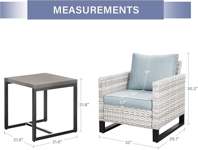 Wicker Outdoor Patio Chairs Set - 3 Piece Rattan Patio Furniture Bistro Chairs Set with Waterproof Wicker - Photo 2