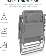 Best Choice Products Oversized Zero Gravity Chair, Folding Outdoor Patio Lounge Recliner w/Cup Holder Accessory Tray - Photo 7
