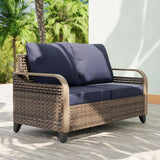EAGLE PEAK Wicker Outdoor Patio Sofa Modern Rattan Patio Furniture Loveseat for Backyard Deck Porch Balcony - Photo 1