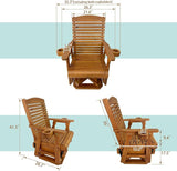 Wooden Swivel Glider Chair, 360° Outdoor Patio Rocker with Ergonomic Design, Smooth Gliding Motion, Solid Fir Wood - Photo 2