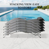 Domi Pool Lounge Chairs Set of 3, Adjustable Aluminum Outdoor Chaise Lounge Chairs with Metal Side Table - Photo 9