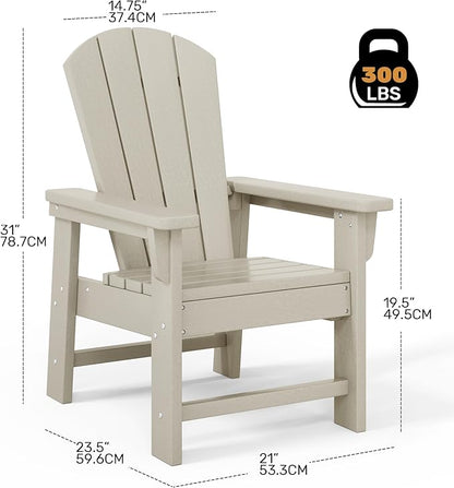 Costaelm Kids Adirondack Chair Set of 4, Plastic Outdoor Kids Chair Toddler Patio Furniture and Outdoor Children Picnic Activity Lawn Chair for Garden, Patio, Backyard & Beach, Sand