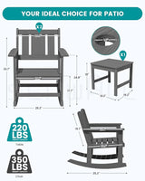 SERWALL HDPE Outdoor Rocking Chairs Set of 6, All Weather 4 Porch Rockers with 2 Side Tables - Photo 2