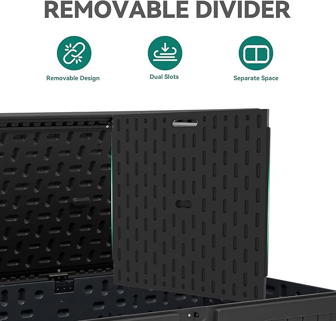 YITAHOME 220 Gallon Double-Wall Deck Box with Divider & Side Handles, Outdoor Large Storage for Patio Furniture Cushions - Photo 3