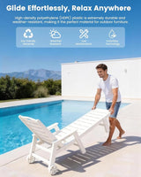 FOOWIN Chaise Lounge Chair Set of 2，HDPE Lounge Chair Outdoor with 5 Positions - Photo 6