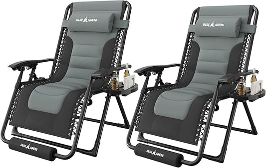 Amopatio Oversized Zero Gravity Chair XL Folding Outdoor Lounge Reclining Patio Chair with Tray/Footrest/Headrest for Camping Sunbathing Relaxing Reading，Support 500LBS