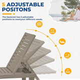2 Patio Lounge Chair, Resin Outdoor Chaise Lounge with Waterproof Design & Lightweight Frame - Photo 6