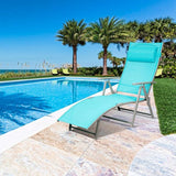 COSTWAY Outdoor Folding Chaise Lounge Chair, Lightweight 7-Gear Adjustable Recliner with Neck Pillow, No Assembly - Photo 1