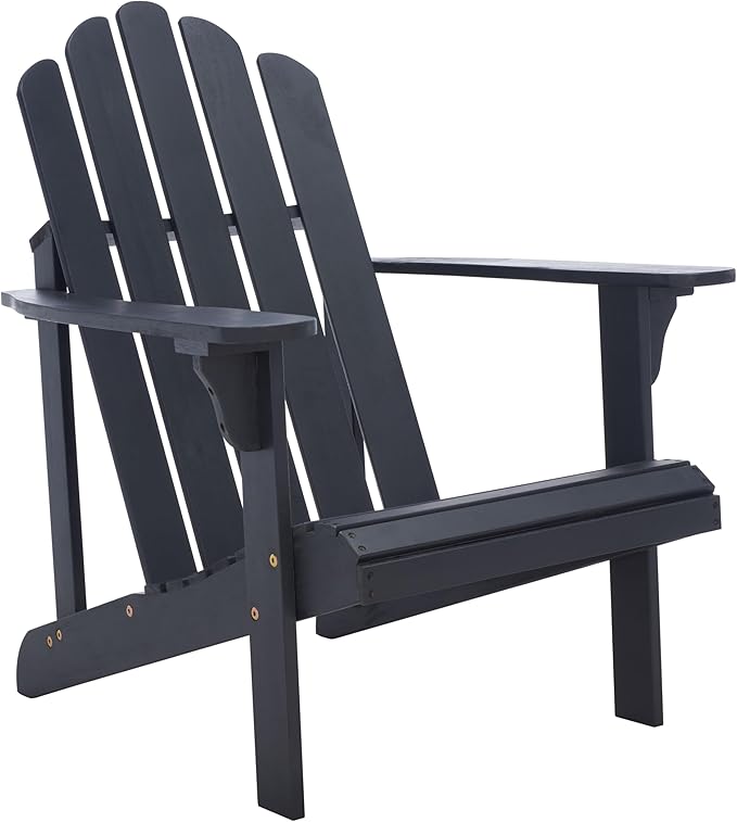 SAFAVIEH Outdoor Collection Topher Black Slatted Adirondack Chair - Photo 4