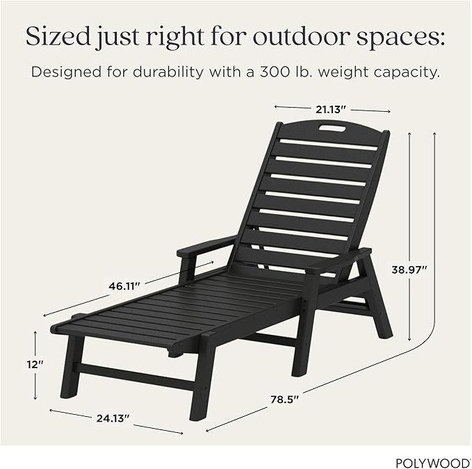 POLYWOOD NCC2280GY Nautical Arms Chaise, Slate Grey