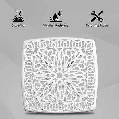 Bonnlo 21 Inch Cast Aluminum Outdoor Side Table with Umbrella Hole, Anti-Rust Coffee Bistro Table for Outdoor, Patio, Garden, Porch, Balcony End Table (Square, White)