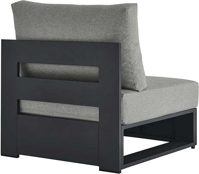 Modway Tahoe Aluminum Armless Patio Gray Modular Weather-Resistant Cushions-Perfect as Club Outdoor Lounge Chair