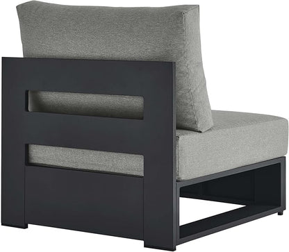 Modway Tahoe Aluminum Armless Patio Gray Modular Weather-Resistant Cushions-Perfect as Club Outdoor Lounge Chair
