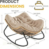 Oversized Papasan Rocking Chair Outdoor, Comfy Patio Papasan Egg Rocker with Thick Cushion for 450 lbs - Photo 2