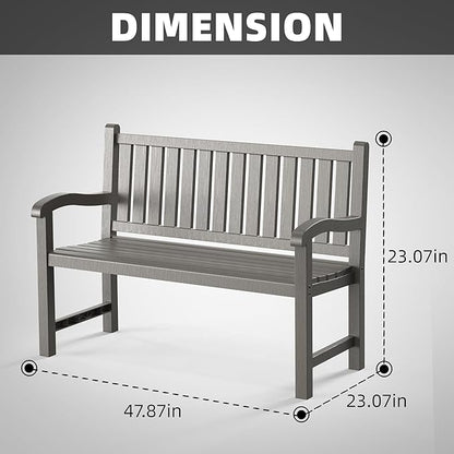 Garden Bench – Resin Classic Outdoor Bench, All-Weather Front Porch Bench for Patio, Yard & Garden