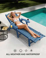 Carauci Lounge Chair Outdoor, HDPE Chaise Lounge with Wheels - Photo 6