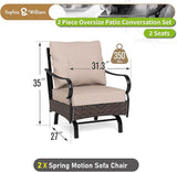 Sophia & William Extra Large Outdoor Patio Motion Sofa Chairs Set 2 PCS Heavy-Duty Metal Porch Furniture with High Back - Photo 7