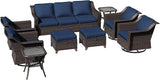 9 Pieces Patio Conversation Furniture Set - 1 Sofa, 2 Ottomans, 4 Swivel Chairs, 2 Side Tables - Photo 8