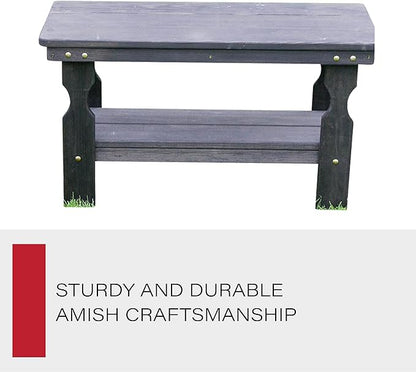 Amish Casual Heavy Duty Pressure Treated Wood Coffee Table in Semi-Solid Black Stain - Crafted from Solid Pine by Amish Craftsmen in The USA