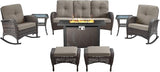 Belord Patio Furniture Set with Fire Pit Table - 8 Piece Outdoor Wicker Furniture Set with 43" 50000 BTU Propane Fire - Photo 1