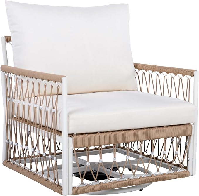 Christopher Knight Home Fiora 360° Swivel Patio Chairs Set of 2 with Handwoven Rope - Photo 8