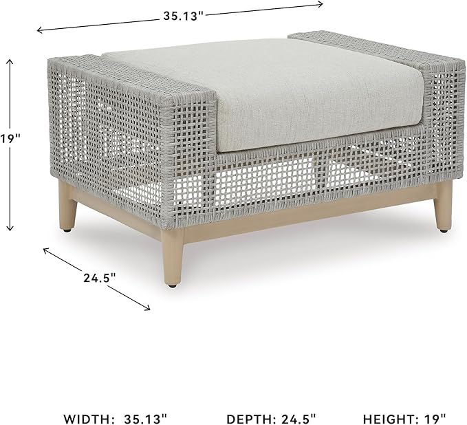 Signature Design by Ashley Seton Creek Casual Nuvella Weather Resistant Fabric Outdoor Ottoman with Cushion - Photo 3