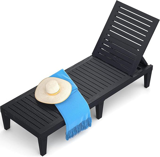 Chaise Lounge Chair Outdoor for Patio, Weather-Resistant Tanning Chair Recliner with Adjustable Backrest, Sun Lounger for Outside Deck, Pool, Poolside, Beach, Porch, Sunbathing, Black