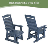 Poly Lumber Patio Glider for One Person, with Cup Holders, High Backrest and Deep Contoured Seat, HIPS Material - Photo 6