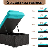 Outdoor Chaise Lounge with Adjustable Backrest Set of 4, 6-Position Reclining Lounger Pool Chair - Photo 3