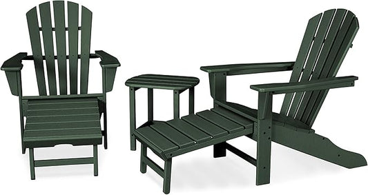 POLYWOOD Palm Coast Ultimate Adirondack Chair 3-Piece Set with Hideaway Ottoman