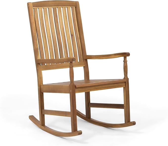 Acacia Wood Outdoor Patio Rocking Chairs with 250lbs Support, Smooth Porch Rocker for Deck Lawn Yard