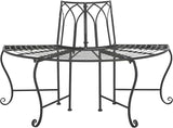 SAFAVIEH Outdoor Collection Abia Victorian Antique Black Semicircle Tree Bench - Photo 1