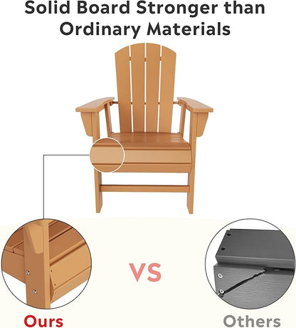Costaelm Outdoor Adirondack Chair, HDPE Patio Balcony Chair, Portside Seashell Nautical Curveback Adirondack Chair and Fire Pit Chairs, Teak