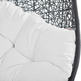 Modway Encase Wicker Rattan Outdoor Patio Porch Lounge Egg Swing Chair with Stand in White - Photo 6