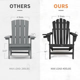 FUNBERRY Folding Adirondack Chairs Set of 2, All Weather HDPE Wood Texture Fire Pit Chairs with Cup Holder for Outdoor - Photo 3