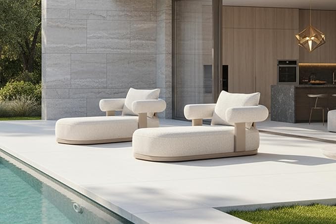 PURPLE LEAF Outdoor Chaise Lounge Chairs Set of 2 Modern Luxury Aluminum Lounger Daybed with Olefin Lumbar Pillow and Armrest for Patio Poolside Beach Sunbathing Deck