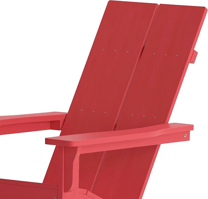 Taylor & Logan Ebbe Modern All-Weather 2-Slat Poly Resin Adirondack Chair in Red