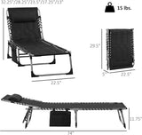 Outsunny Padded Folding Chaise Lounge Chair, Outdoor 6-Level Reclining Camping Tanning Chair with Headrest for Beach - Photo 3