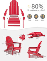 Folding Adirondack Chair - Durable HDPE Poly Lumber All-Weather Resistant - Photo 3